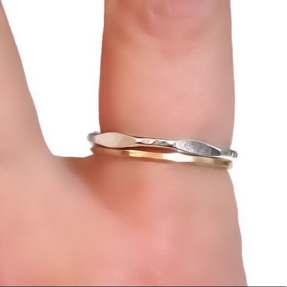 Semi Faceted Textured Thick Band Ring - Picture 7 of 11